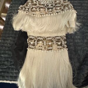 PatBO Pearl and Gold Embellished Dress